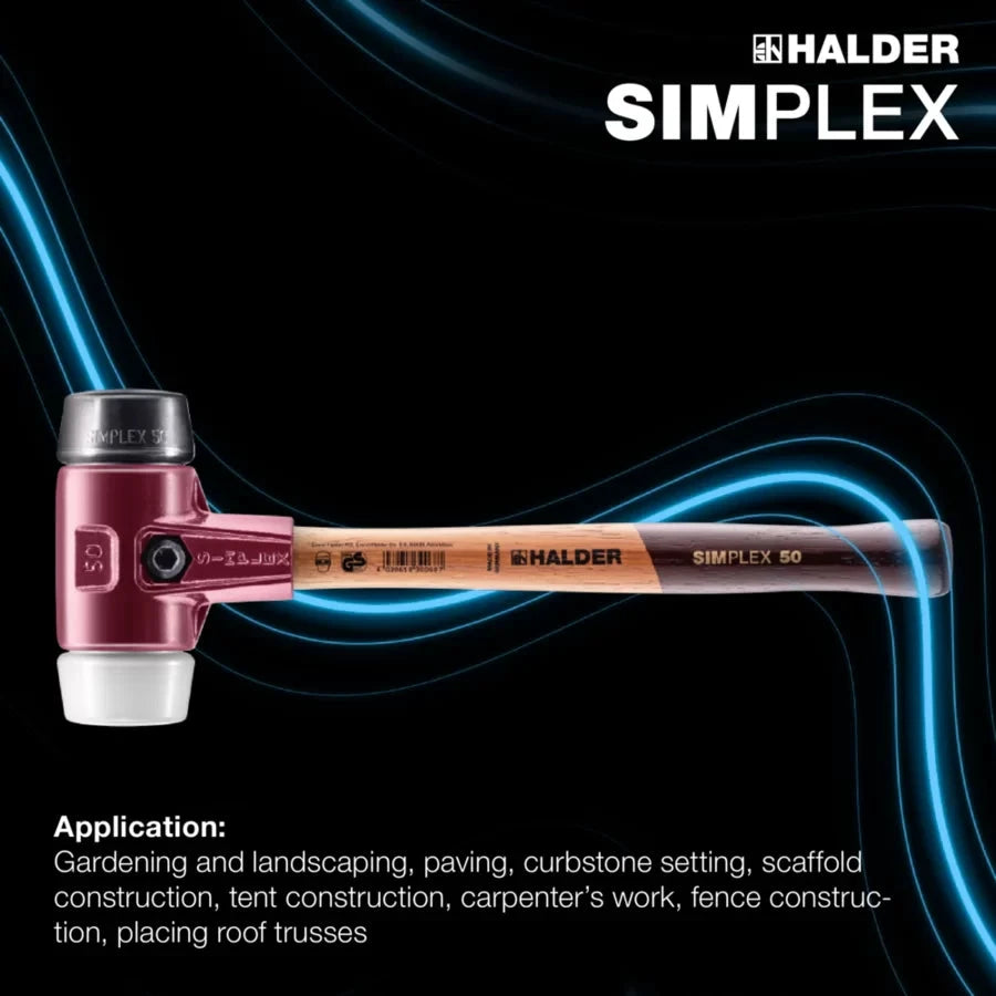 Halder Simplex soft-face mallet, cast iron housing - Rubber Composition / Superplastic by Halder