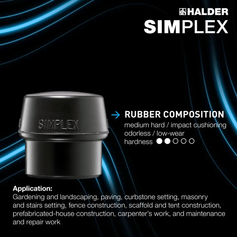 Halder Simplex soft-face mallet, cast iron housing - Rubber Composition / Superplastic by Halder