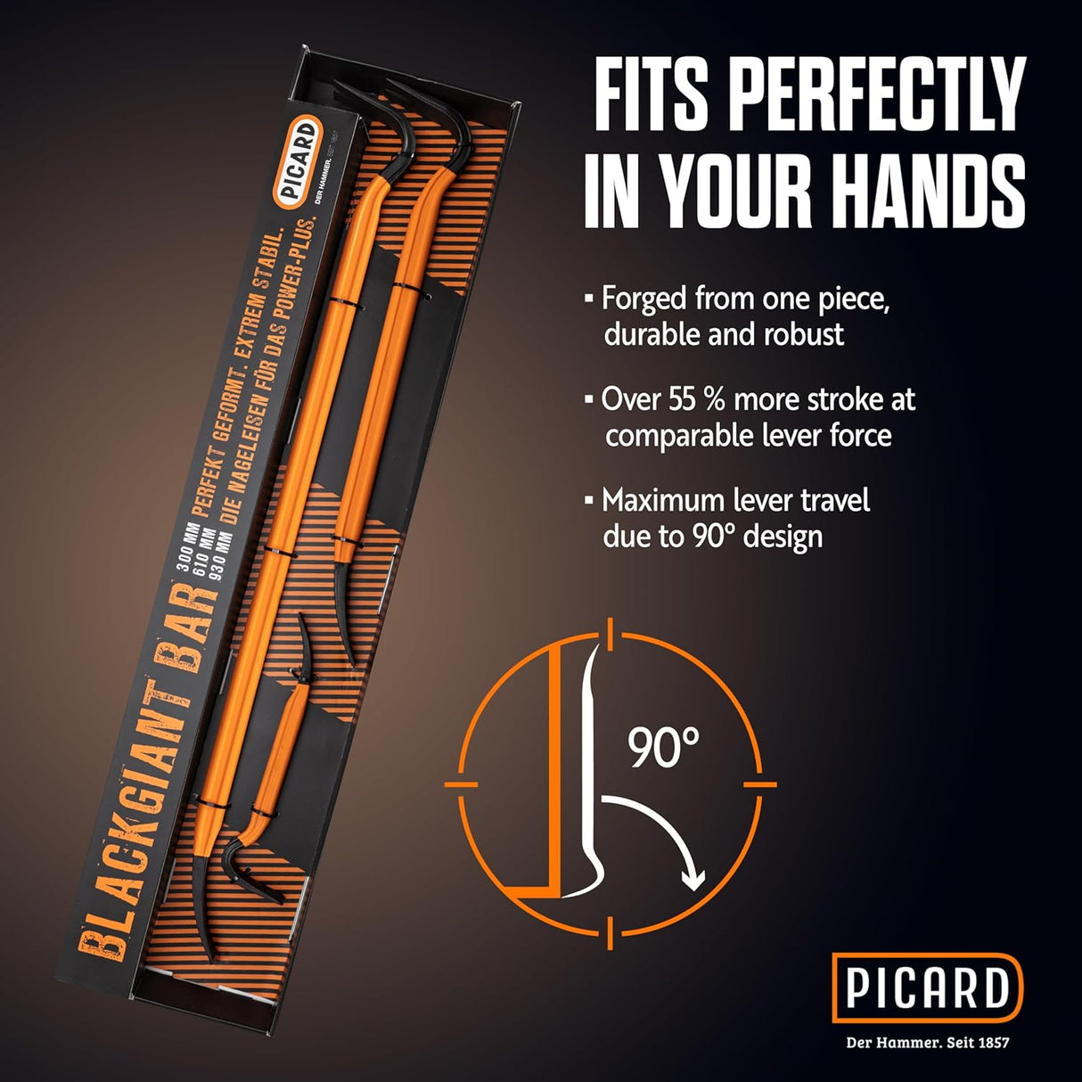 Picard BlackGiant Pry Bar Heavy-Duty Forged Steel by Picard