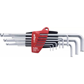 Hex key set with red holder, various sizes.