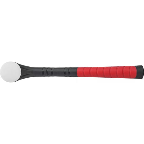Black and red dead-blow hammer with a white striking face.