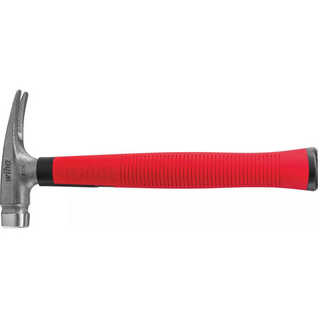 Electrician's hammer with red handle and metal head