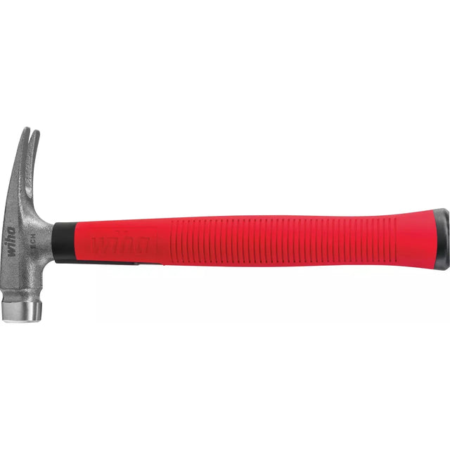 Electrician's hammer with red handle and metal head