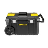 STANLEY STST1-80150 black wheeled tool box with yellow accents, front angle on white background.