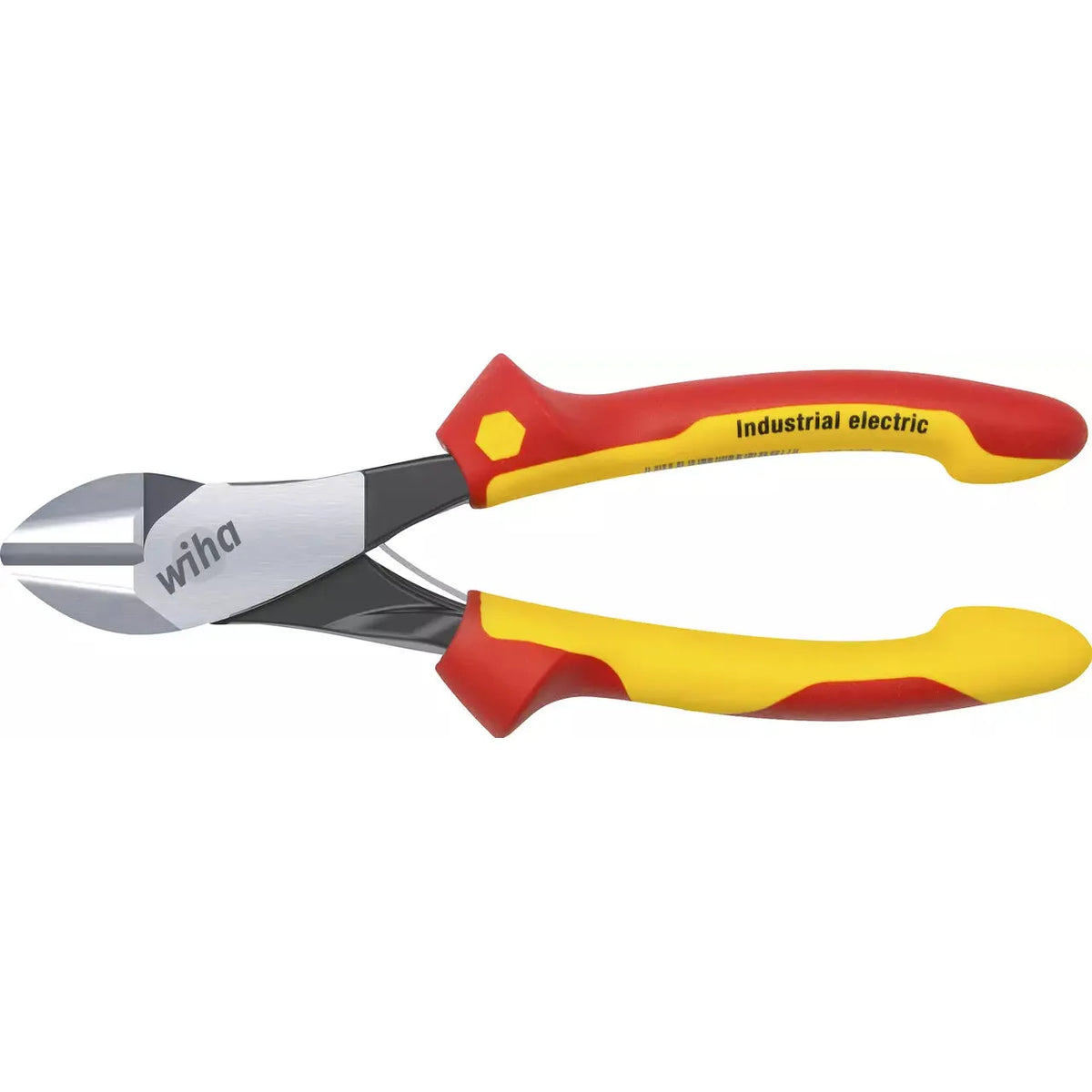 Red and yellow industrial electric side cutter pliers with insulated handles.