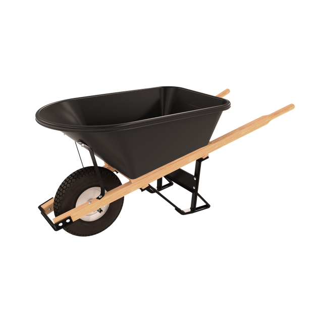 Bon Tool 28-924 8 cu ft poly tray wheelbarrow with wooden handles