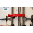 Red dual-door shipping container lock for two-door security