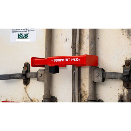 Red dual-door shipping container lock for two-door security