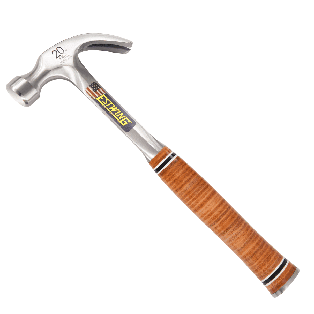 Estwing curved claw hammer with genuine leather grip