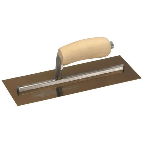 Marshalltown gold stainless steel finishing trowel with Wood handle