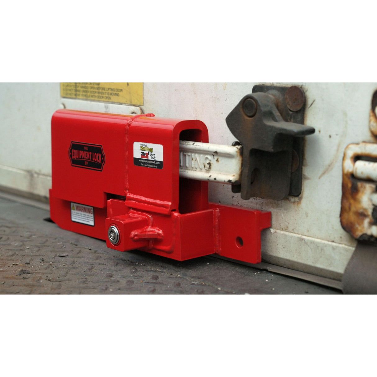 Heavy Duty Rolling Door Lock For Trucks And Trailers Secures Door Handle In Locked Position To Deter Tampering by The Equipment Lock Company