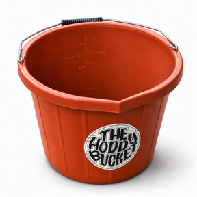 Terracotta Hoddy Bucket – main view with round sticker