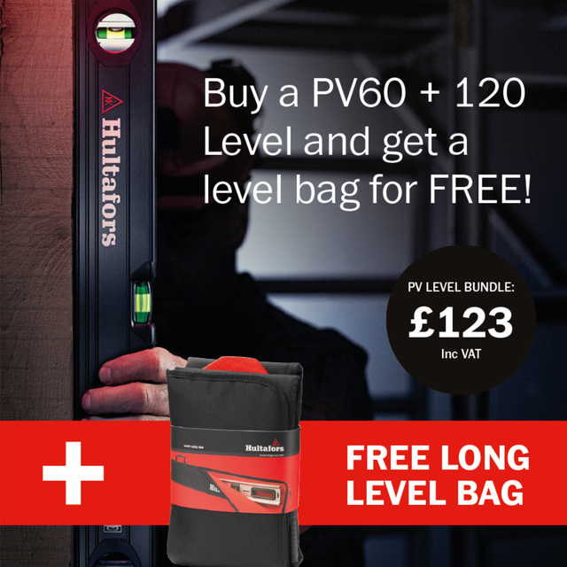 Hultafors PV60 and PV120 level bundle with free long level bag – £123 including VAT