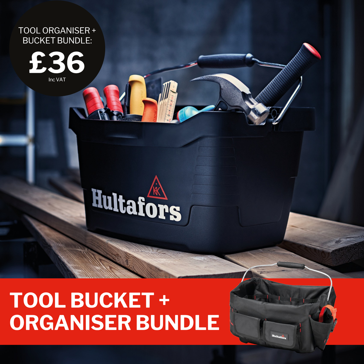 Hultafors Tool Bucket and Tool Bucket Organiser bundle – £36 including VAT