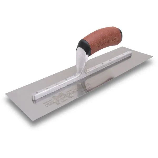 Marshalltown 13 x 5 bright stainless steel finishing trowel with DuraCork handle