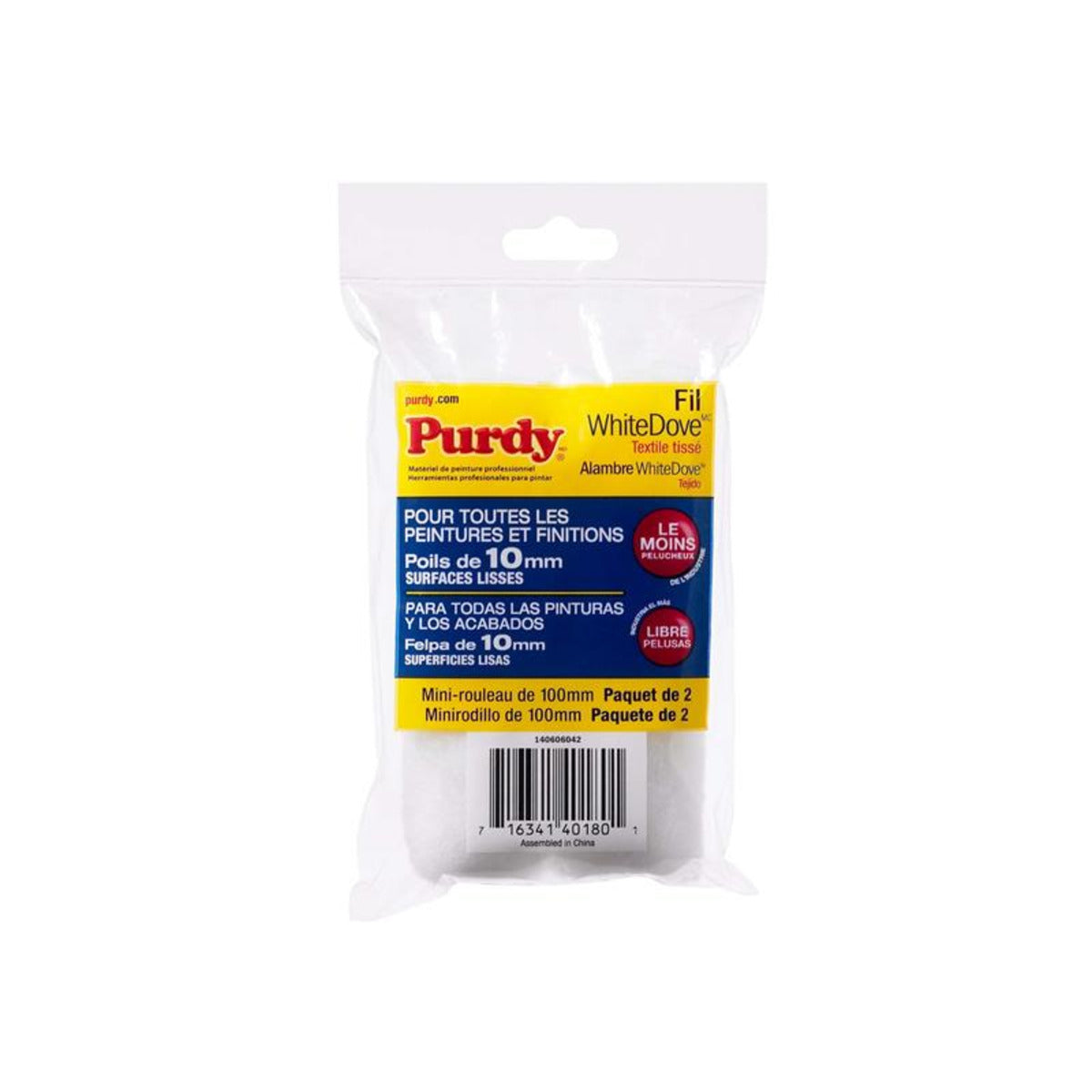 Purdy Mini White Dove Roller Sleeve – 100 × 10mm (4 × 3/8in) (Pack of 2)