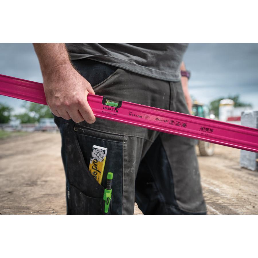 Stabila Type 80 AS-2 PINK spirit level in use
