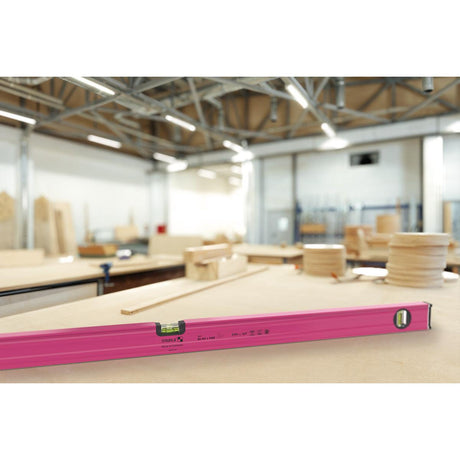 Stabila Type 80 AS-2 PINK spirit level in use on site