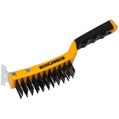 Roughneck Carbon Steel Wire Brush Soft Grip with Scraper by Roughneck