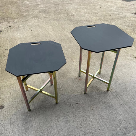 Rhinoboard Bricklayers Spot Board 595x595mm with integrated handle, impact-resistant polymer, on metal legs.